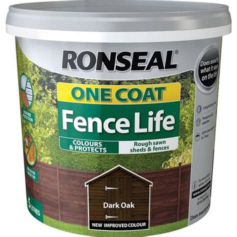 ronseal one coat fence life dark oak 12 litre